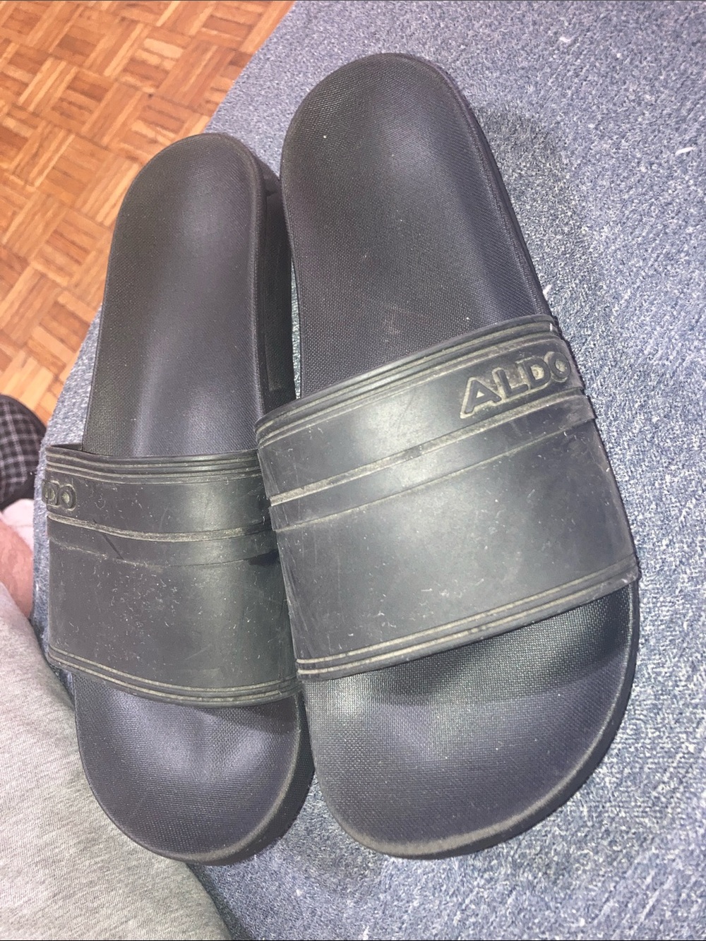 Aldo mens Black Slip-On Slide Sandals